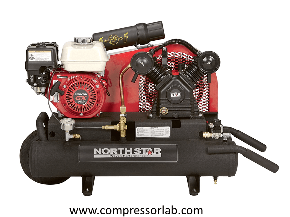 NorthStar Gas-Powered Air Compressor - Honda GX160 OHV Engine, 8-Gallon Twin Tank, 13.7