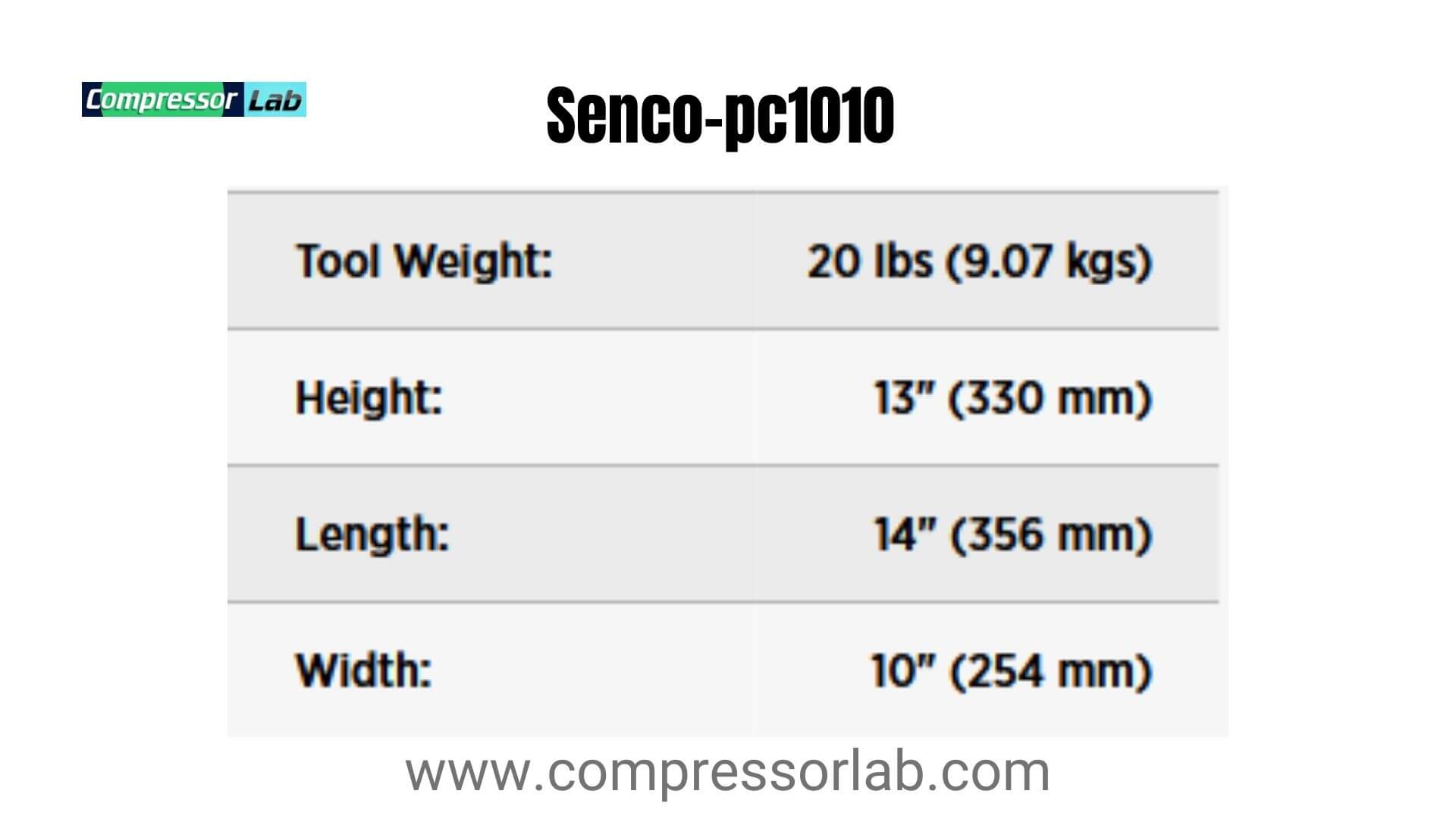 Dimension and portability of senco pc1010 air compressro