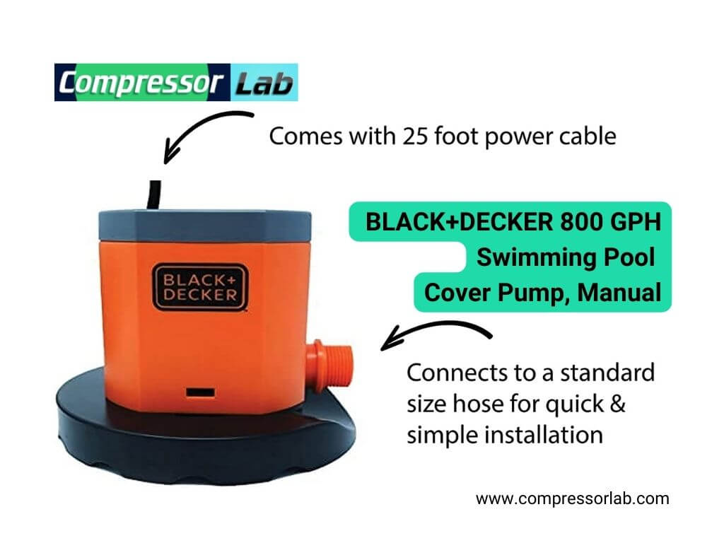 BLACK+DECKER 800 GPH Swimming Pool Cover Pump, Manual