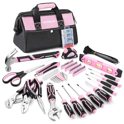 13Pc Pink Small Compact Womens Ladies Hand Tool Kit Set For Home Office Diy Household Basic Repairs In A Portable Tool Box Case