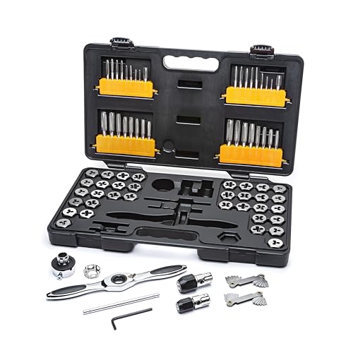 39 Piece Metric Tap Die Set Complete M3 To M12 Fine Coarse Tools To Cut Chase And Thread With Screw Pitch Gauge In A Tray Case