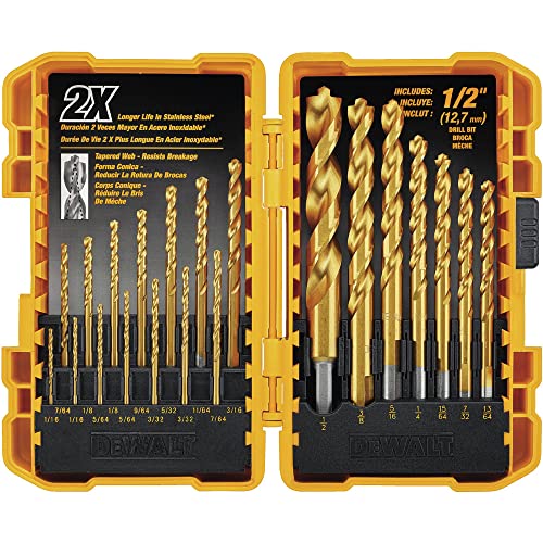 Tools Drill Bit Set 130Pc Multi Sae 11 Sizes 1 16In To 3 8In Hss Titanium Masonry Brad Point Steel Bits Drill Bits For Metal Wood Plastic Drywall Brick Concrete With Tray Case